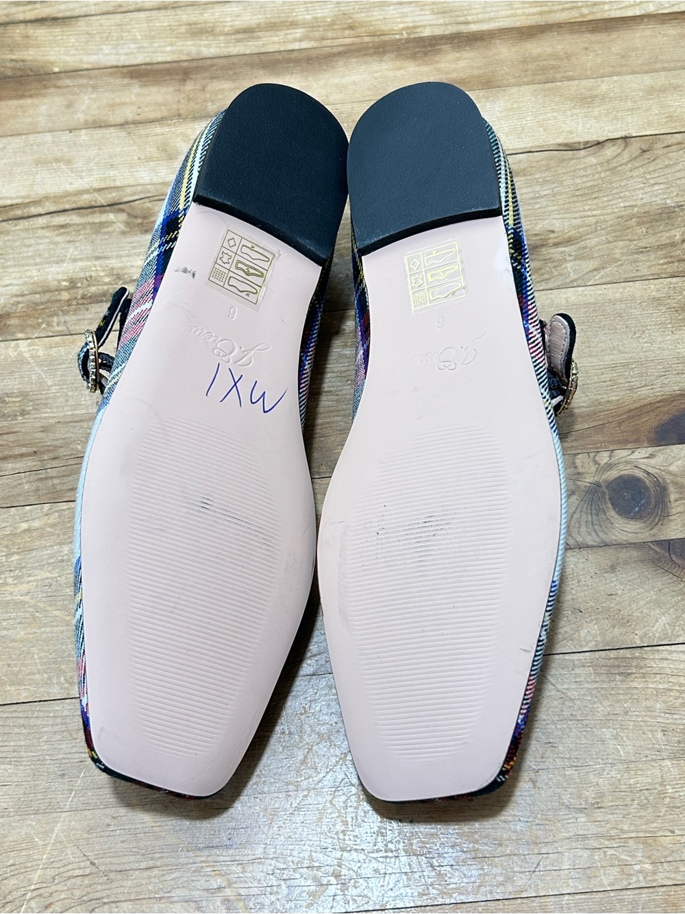 J. Crew Anya Mary Jane flats in Snowy Stewart Ivory Tartan Plaid Square Ballet 6 - Picture 6 of 7